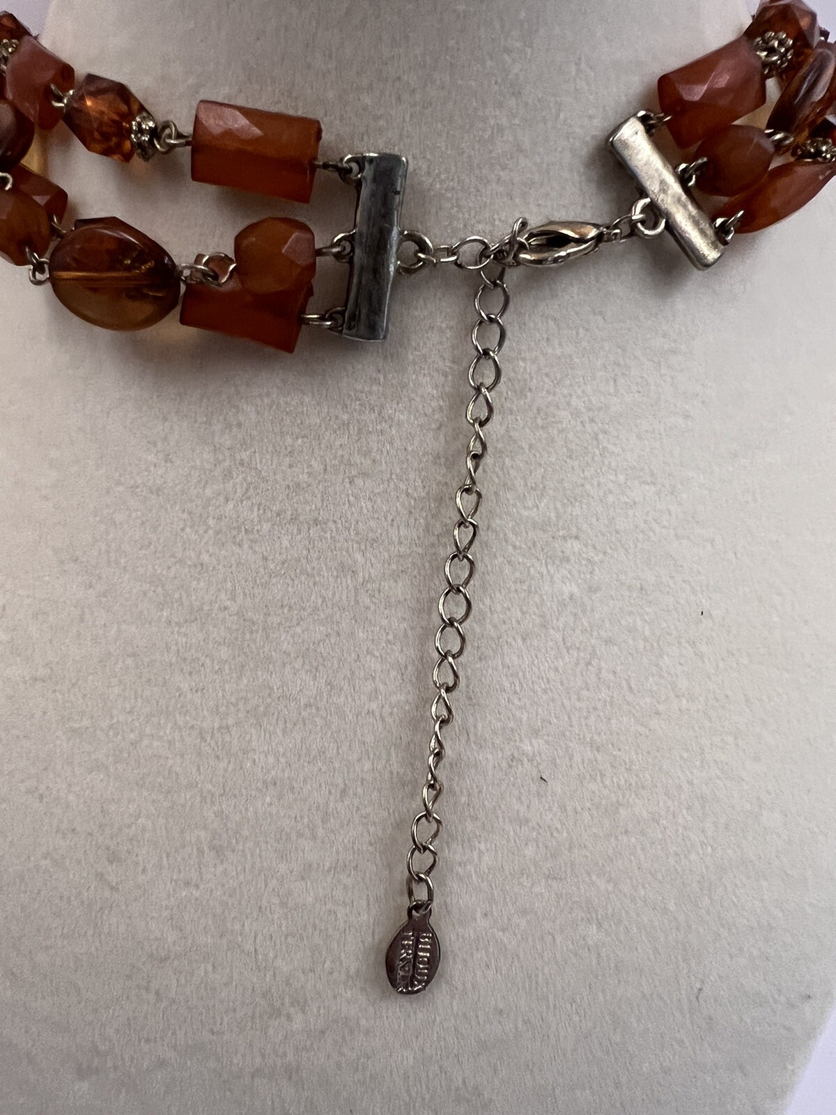Vintage Bijoux Chunky Necklace Terner Triple Strand Acrylic Orange Choker Beaded