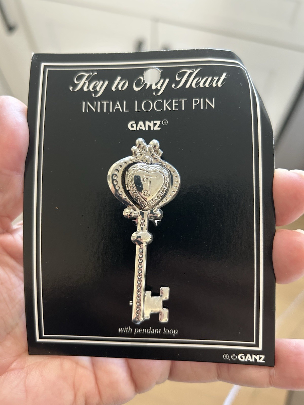 Ganz Key To My Heart Initial J, E, N, G, P, C Or B, Locket Pin Brooch Pendant