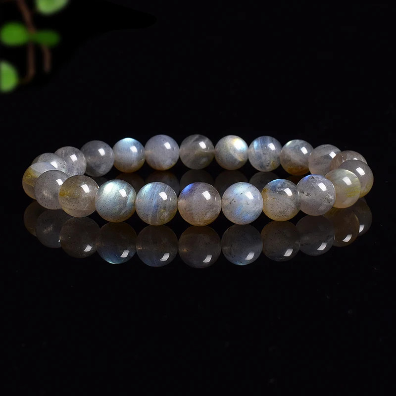 Labradorite Bracelet Round Beaded Band Flash Spectrolite Moonstone 1 Pc