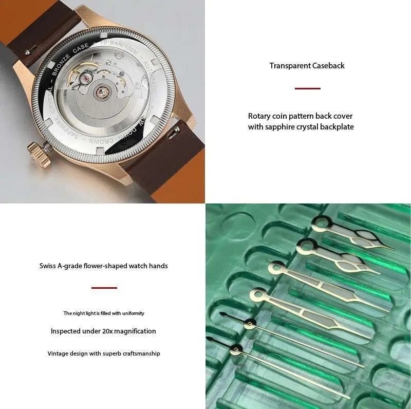 OCTOPUS KRAKEN Bronze CUSN8 PT5000 SW200 Automatic 100M Dress Watch BGW9 C3 40mm