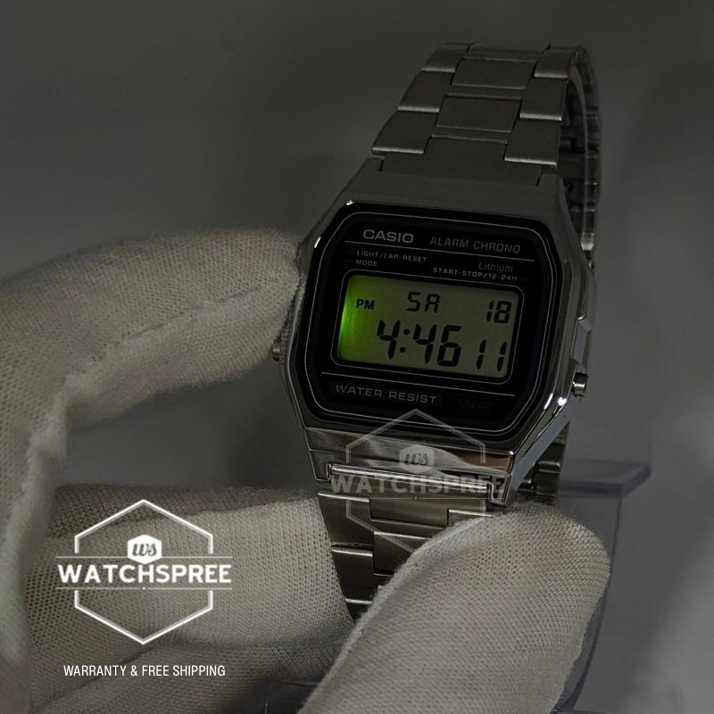 Casio Digital Stainless Steel Band Watch A158WA-1D A158WA-1