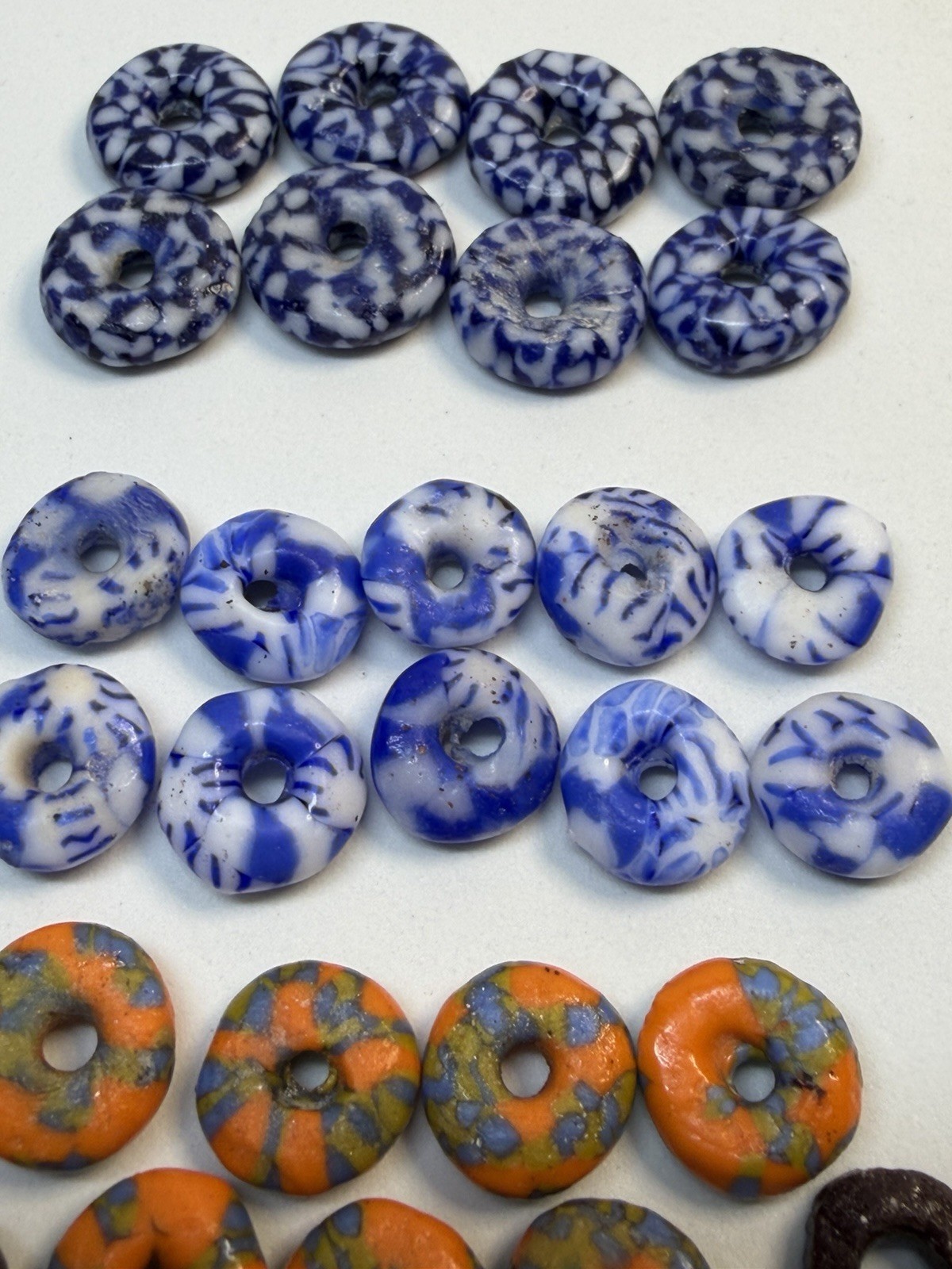 Lot 29 Antique 19th C Venetian African Trade Beads Lampwork Skunk Mosaic Glass 1