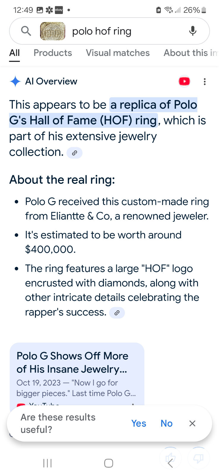 Polo’s G HOF World Champion ring, bling bling