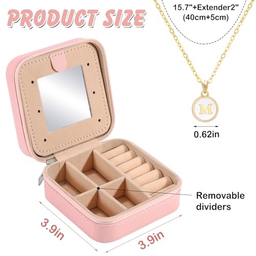 Travel Jewelry Case for Women Girls Daughter Birthday Gift fromom Dad M Pink