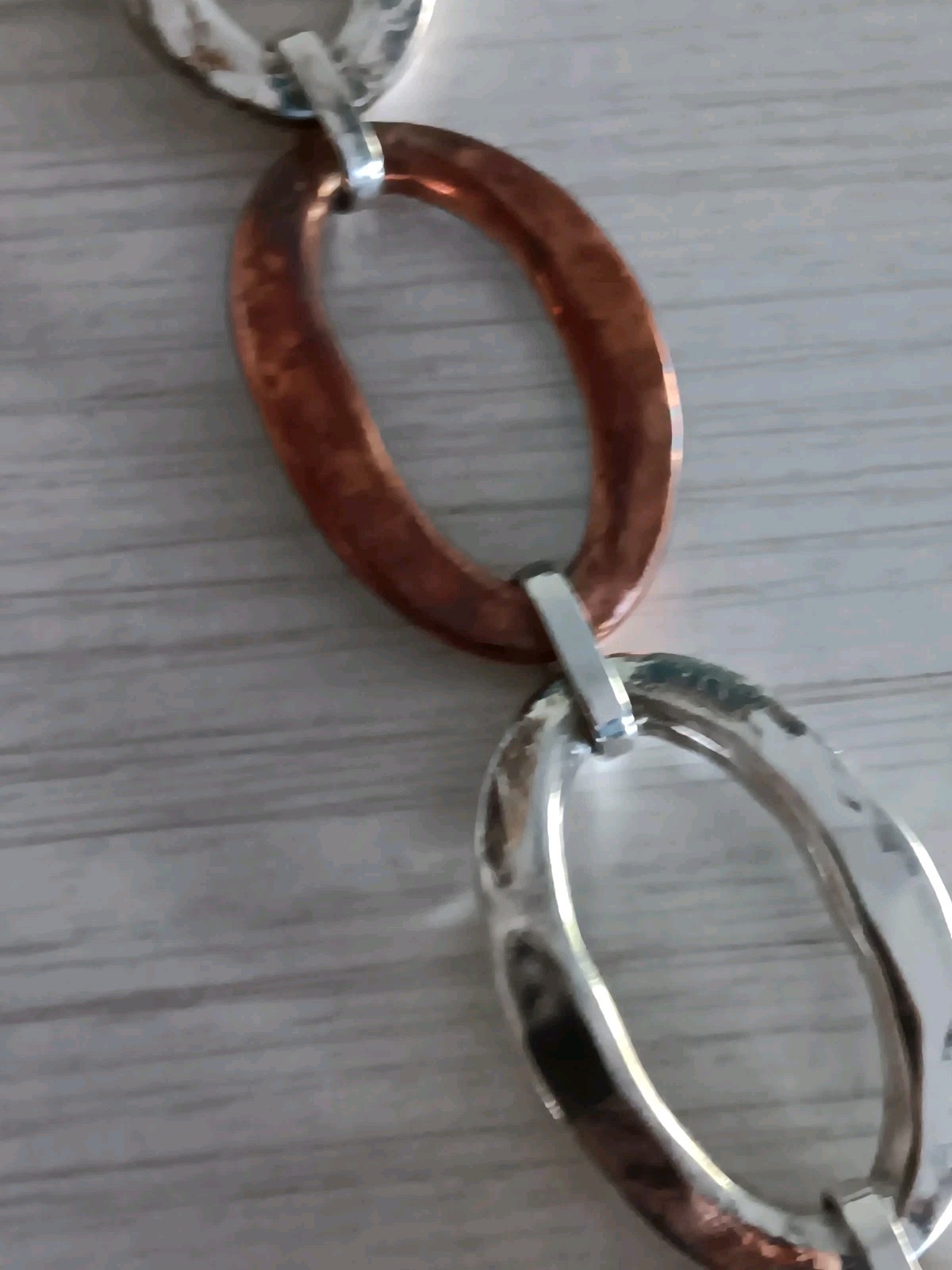 Rim Studio Sterling Silver Brass & Copper Large Link Bracelet 8″