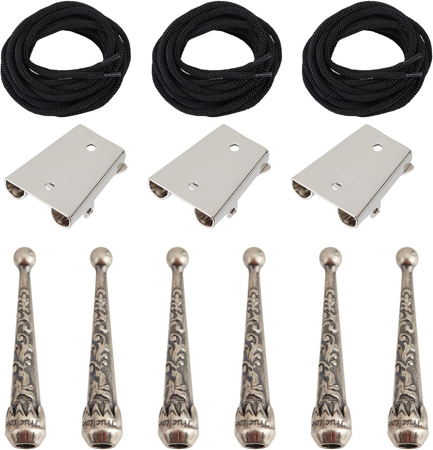 3 Sets Iron Bolo Tie Findings Kit Sterling Silver Plated Parts round Slide Textu