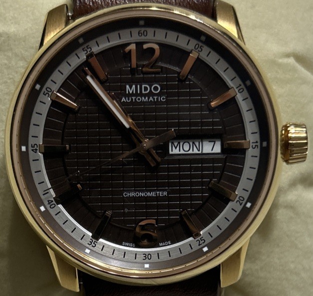 Mido Great Wall Automatic Chronometer Brown Mens Watch W/ Leather Strap