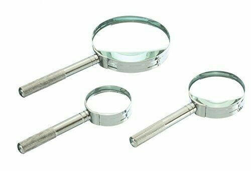 New 3pc Magnifying Glass High Power Set 10X,8X,6X Chrome Plate and Handle