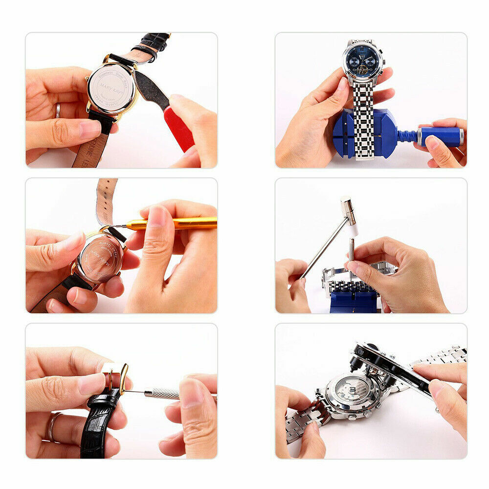 147PC Watch Battery Change Repair Tool Band Pin Remover Back Case Opener 55mm Ki