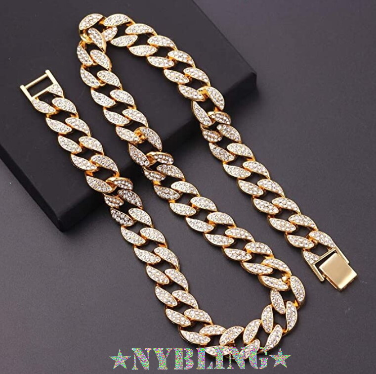 16MM ICED Miami Cuban Choker Chain Necklace or Bracelet Mens Plated CZ Jewelry