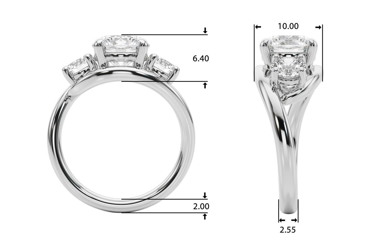 Lab Grown Diamond VS F 2.00-4.00 Ct 3-Stone Round Engagement Ring 14K Solid Gold