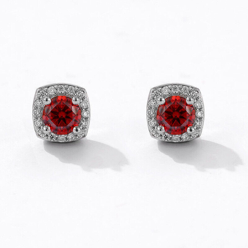 2Ct Round Cut Moissanite Magnetic Earrings No Piercing Women 925 Sterling Silver