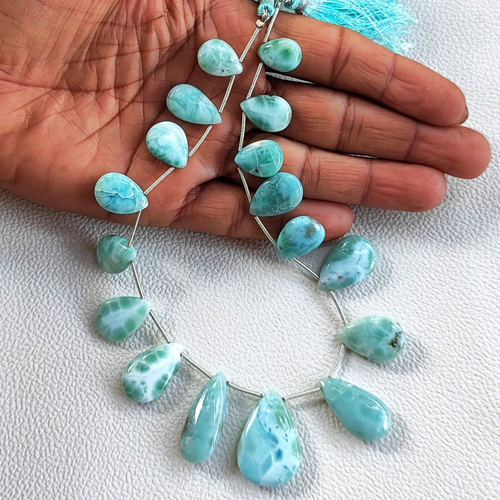 Larimar Gems Pear Shape 14×10 to 26x18mm Big Size Beads 10.5″ Strand