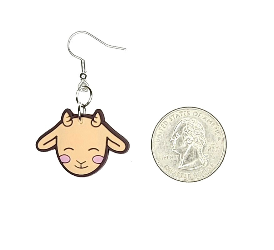 Baby Goat Earrings Handmade Hypoallergenic Lead and Nickel Free