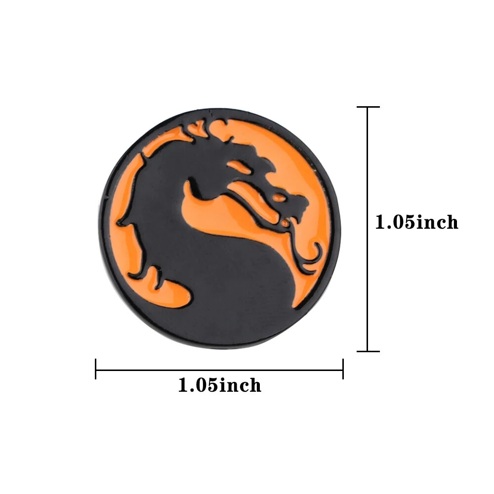 Mortal Kombat Game Movie Dragon Orange Black Logo Enamel Metal Pin