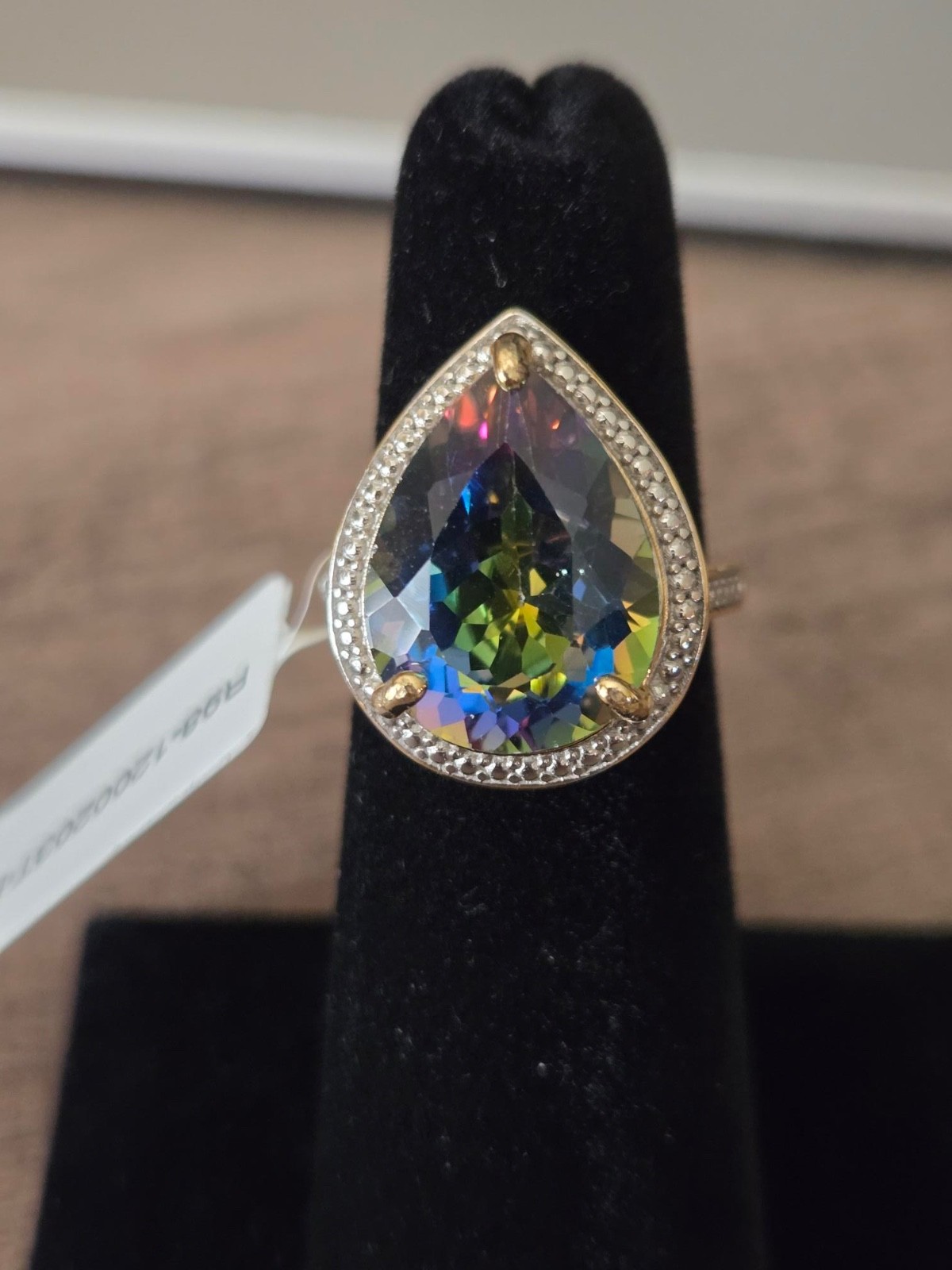 V3 18K Gold over Sterling 10.00 Carat Mystic Blue Topaz Solitaire Ring – Sz 5