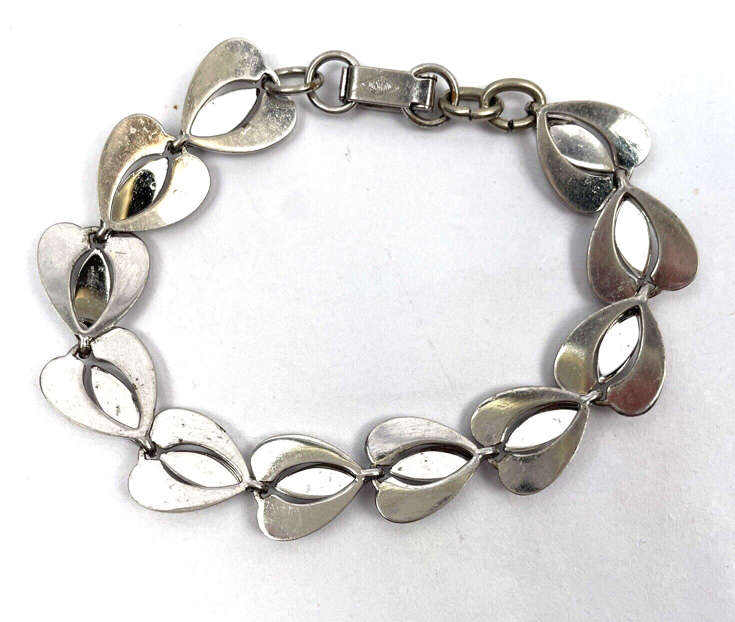 Vintage Lustern Necklace Earrings and Bracelet Set Silver Tone Signed