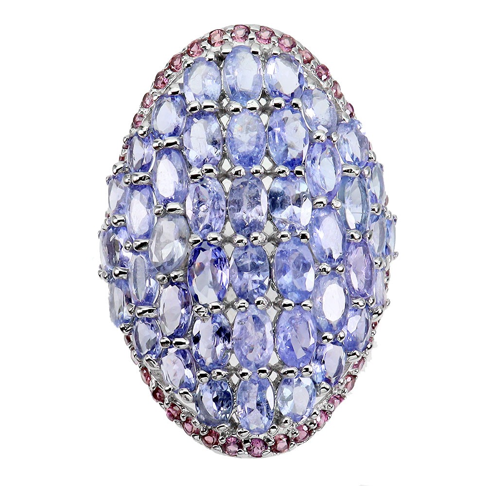 925 Sterling Silver Ring Oval Tanzanite Rhodolite Natural Gemstone Jewelry Size