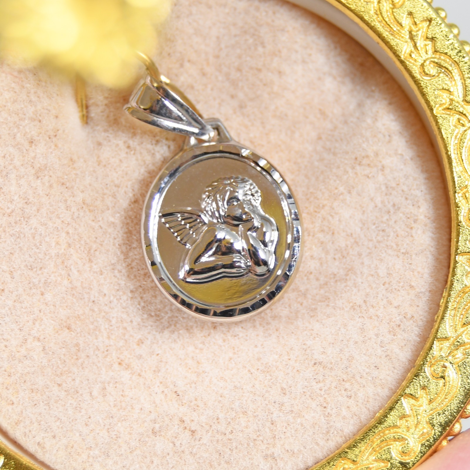 14k Gold Guardian Angel Charm in Trinket Box Christmas Ornament Michael Anthony