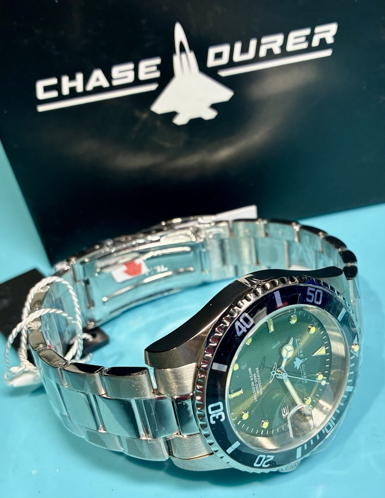 INVICTA CHASE DURER OLIVE GREEN BLACK BEZEL 40MM DIVER QUARTZ STAINLESS STEEL!