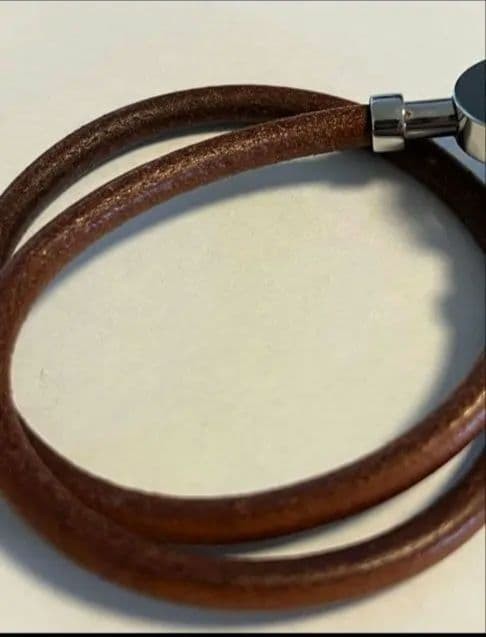 HERMES Lancelot Choker Bracelet Brown Leather Silver Hardware Pre-owned