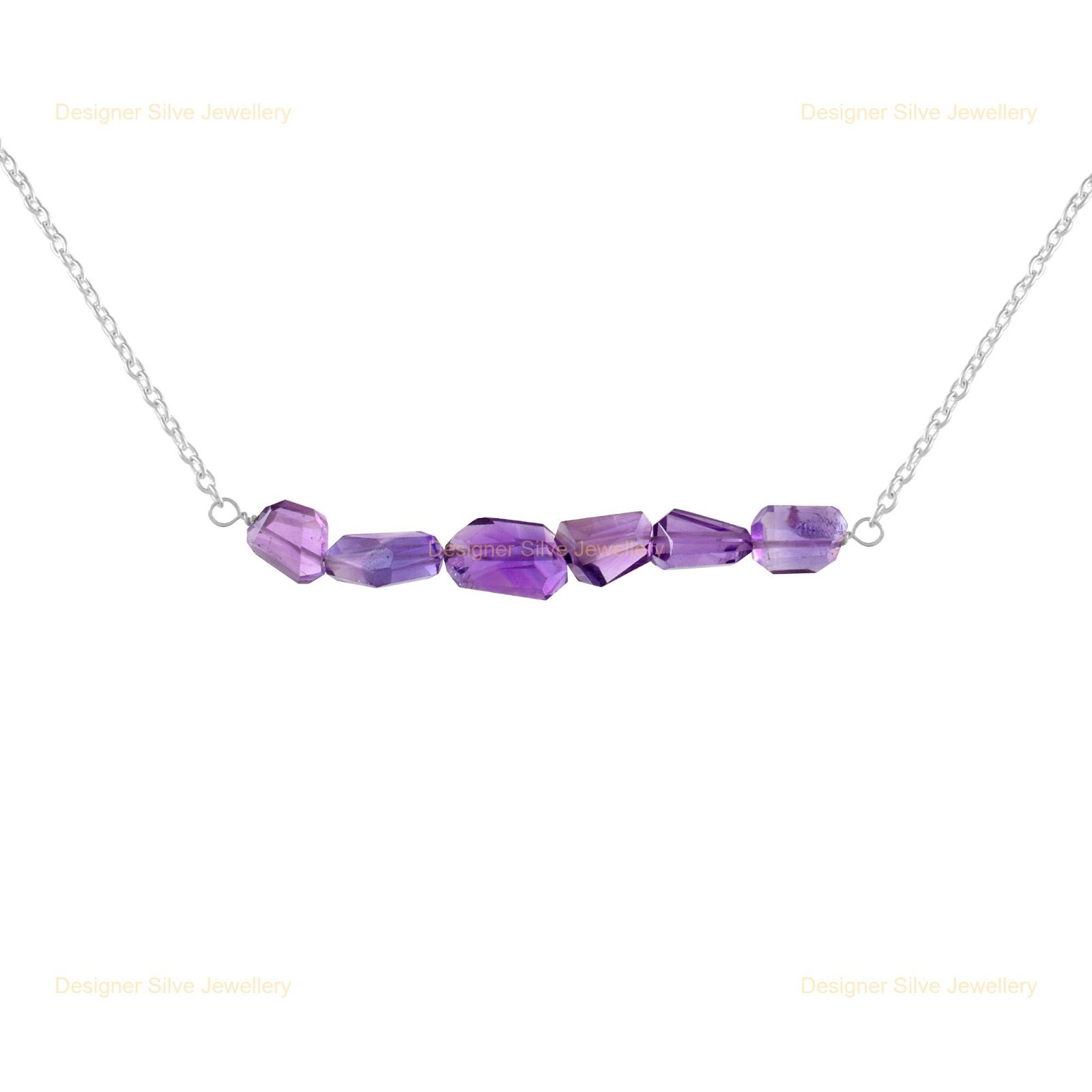 Halloween Deal Amethyst Stone New Beaded Wedding Necklace 18K Gold Finish Silver