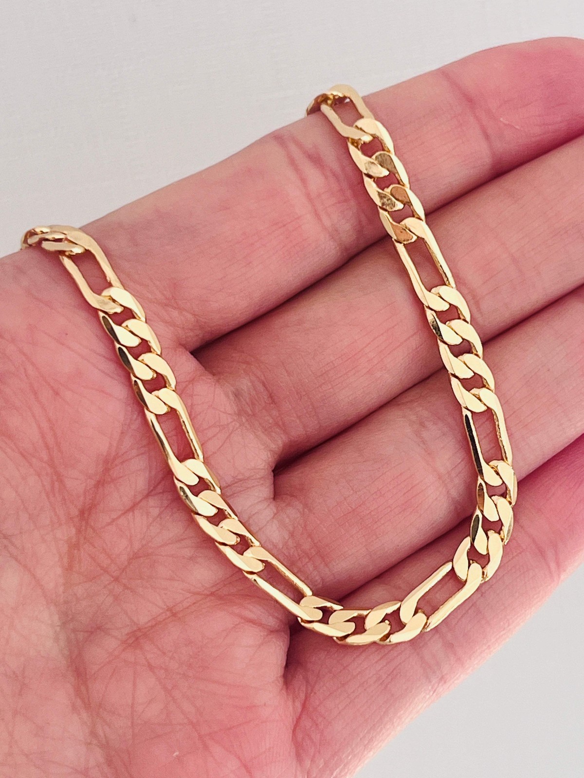 Gold Filled 4mm Flat Figaro Bracelet | Gold Link Chain for Everyday Wear