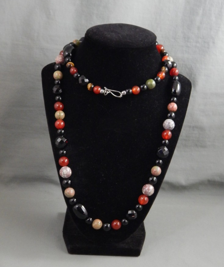 DTR 925 Mine Finds by Jay King Multi Gemstone Onyx Carnelian Bead Necklace 36″