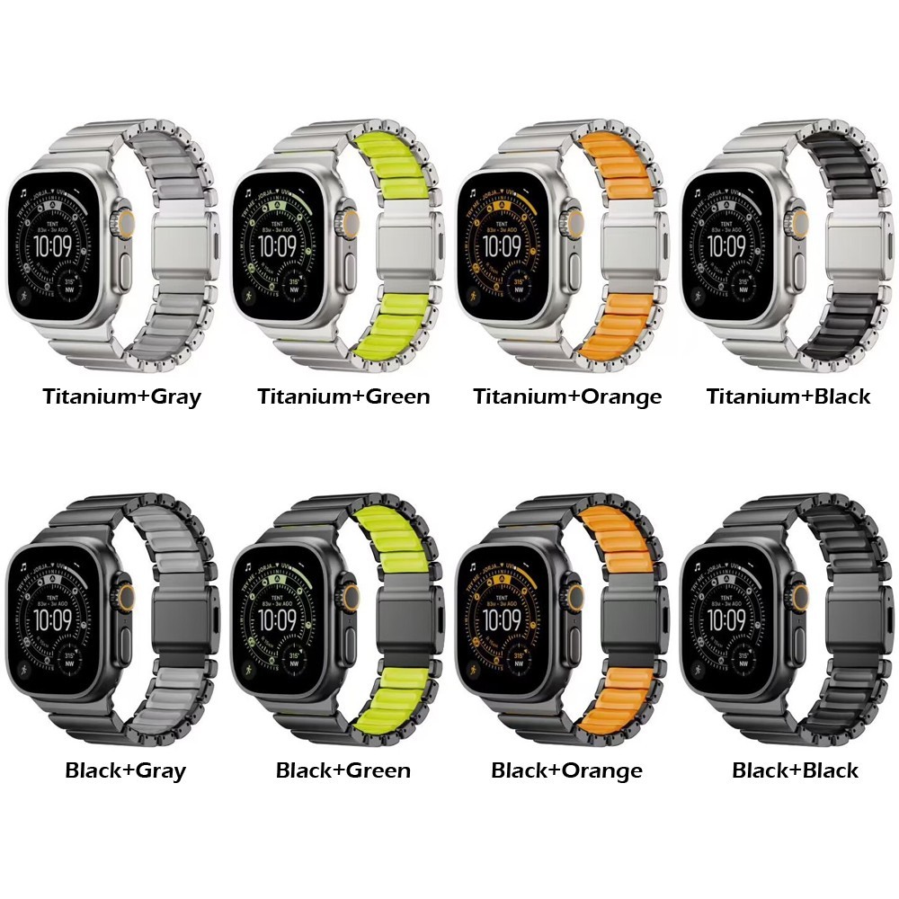 Titanium + Silicone Link Band for Apple Watch Ultra 3 2 49mm Series 11 10 9 8 7