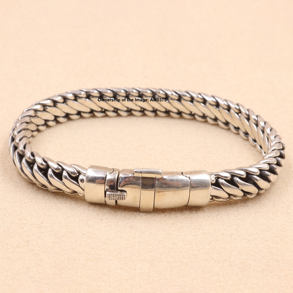 New Pure 925 Sterling Silver 10mm Curb Link Chain Sterling Silver Bracelet 8.26″