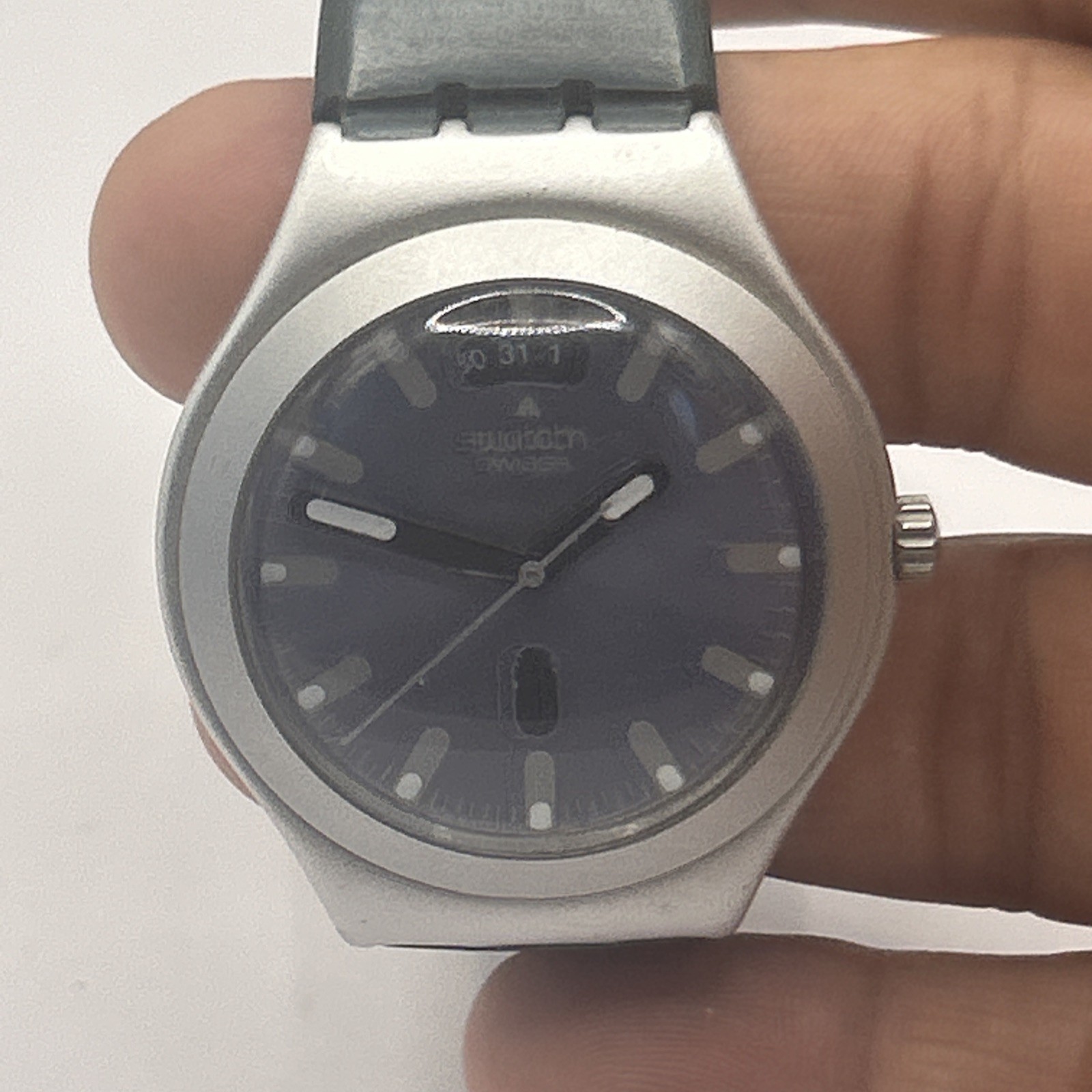 Vintage Swatch Irony Big Extrados Blue Dial Aluminum Watch YGS7011 AG2000 Swis