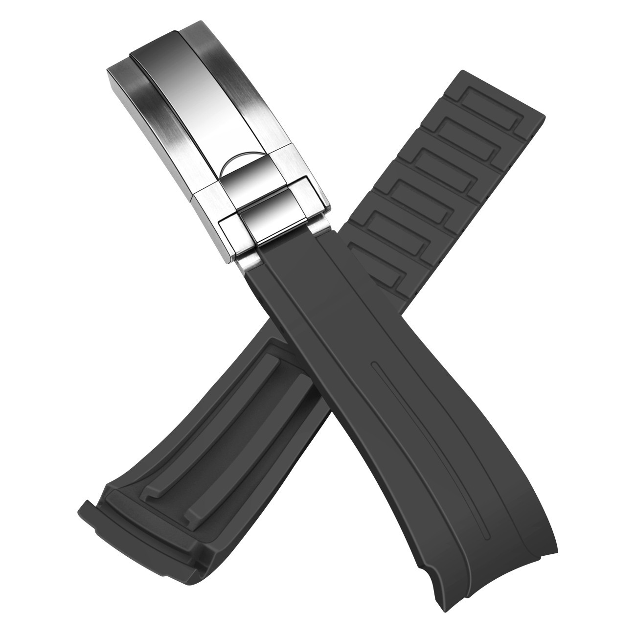 18 20 21 22mm Curved End Silicone Watch Bands Soft Rubber Replacement Strap