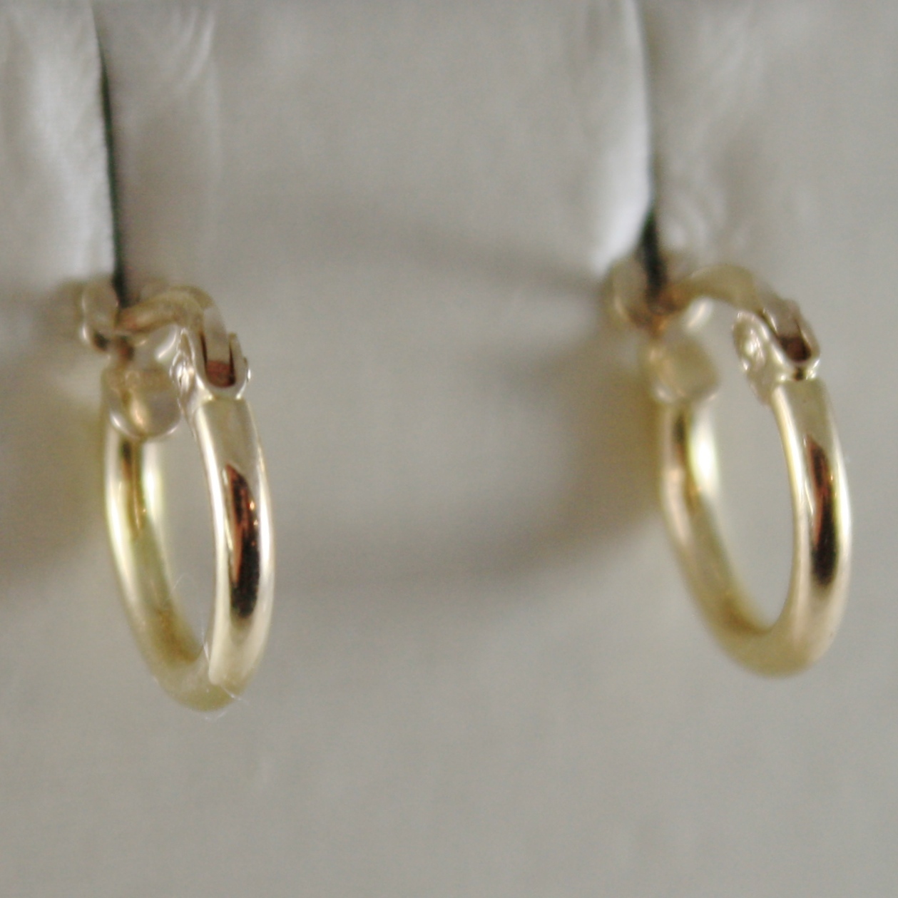 18K YELLOW GOLD EARRINGS MINI CIRCLE HOOP 10 MM 0.39 IN DIAMETER MADE IN ITALY