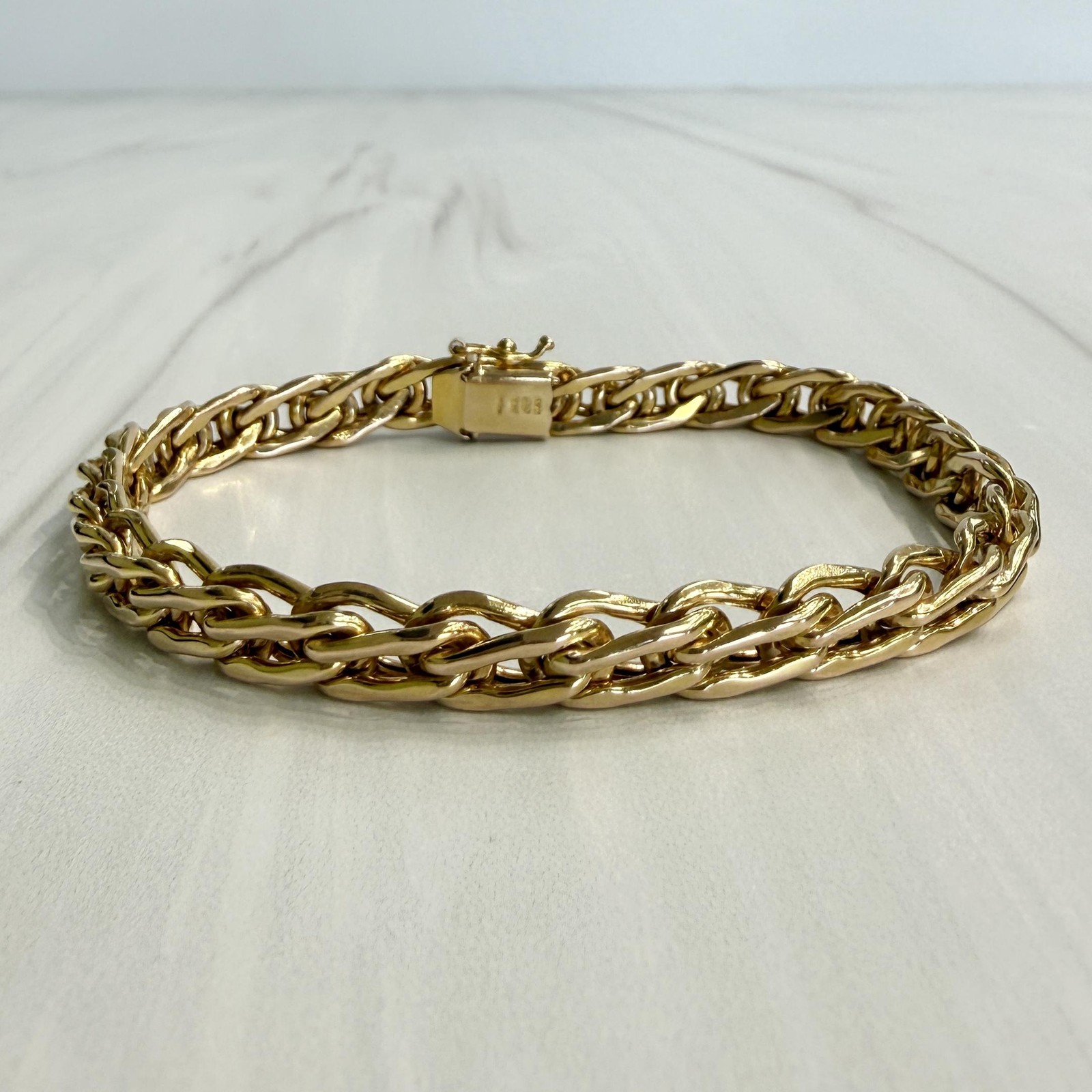 1980’s Unoaerre Gold Link Bracelet 14k Yellow Gold