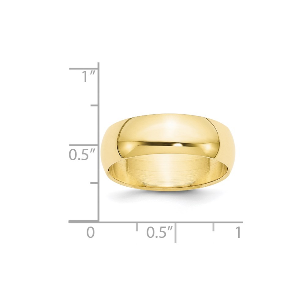 10k Yellow Gold 7mm Half Round Wedding Band Ring Size 5