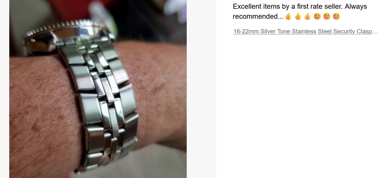 16-22mm Silver Tone Stainless Steel Security Clasp Bracelet Link Watch Band