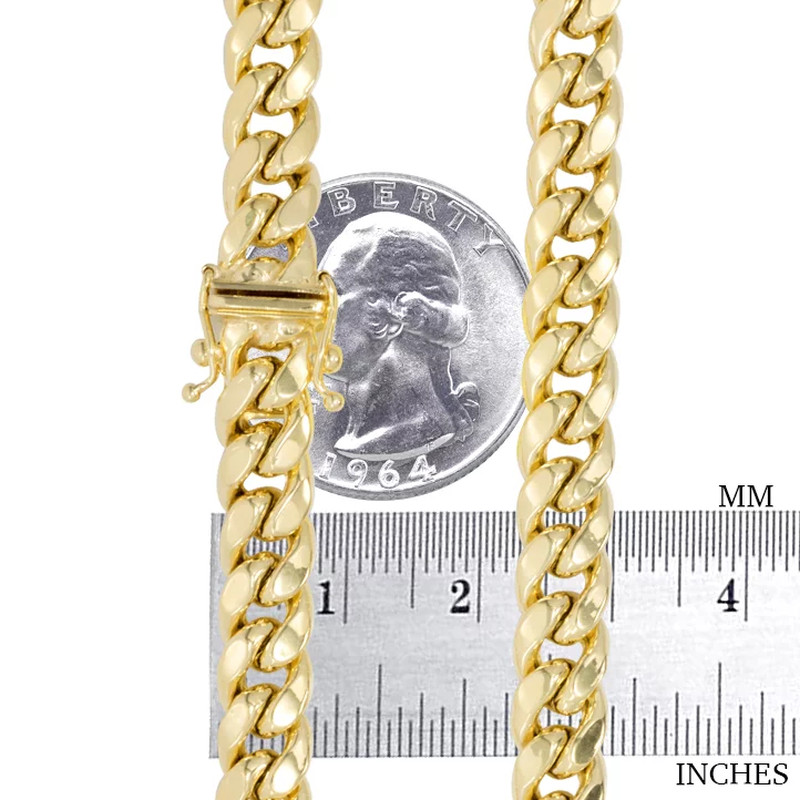 14K Real Yellow Gold Miami Cuban Link 7.5Mm Chain Bracelet (7″-9″) Italian Jewel