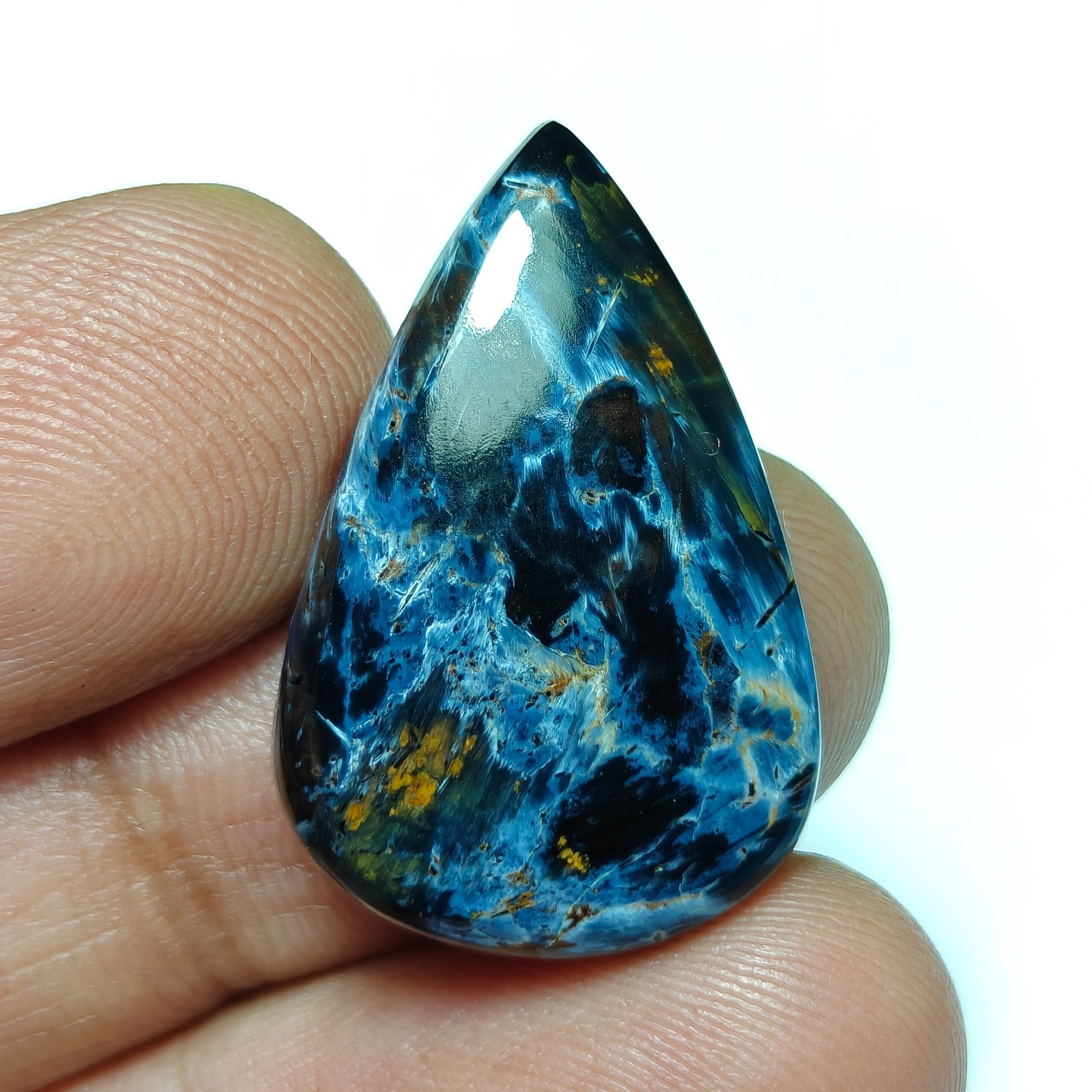 Rare namibian pietersite gemstone pear shaped 18x28x5mm, loose gem for jewelry.