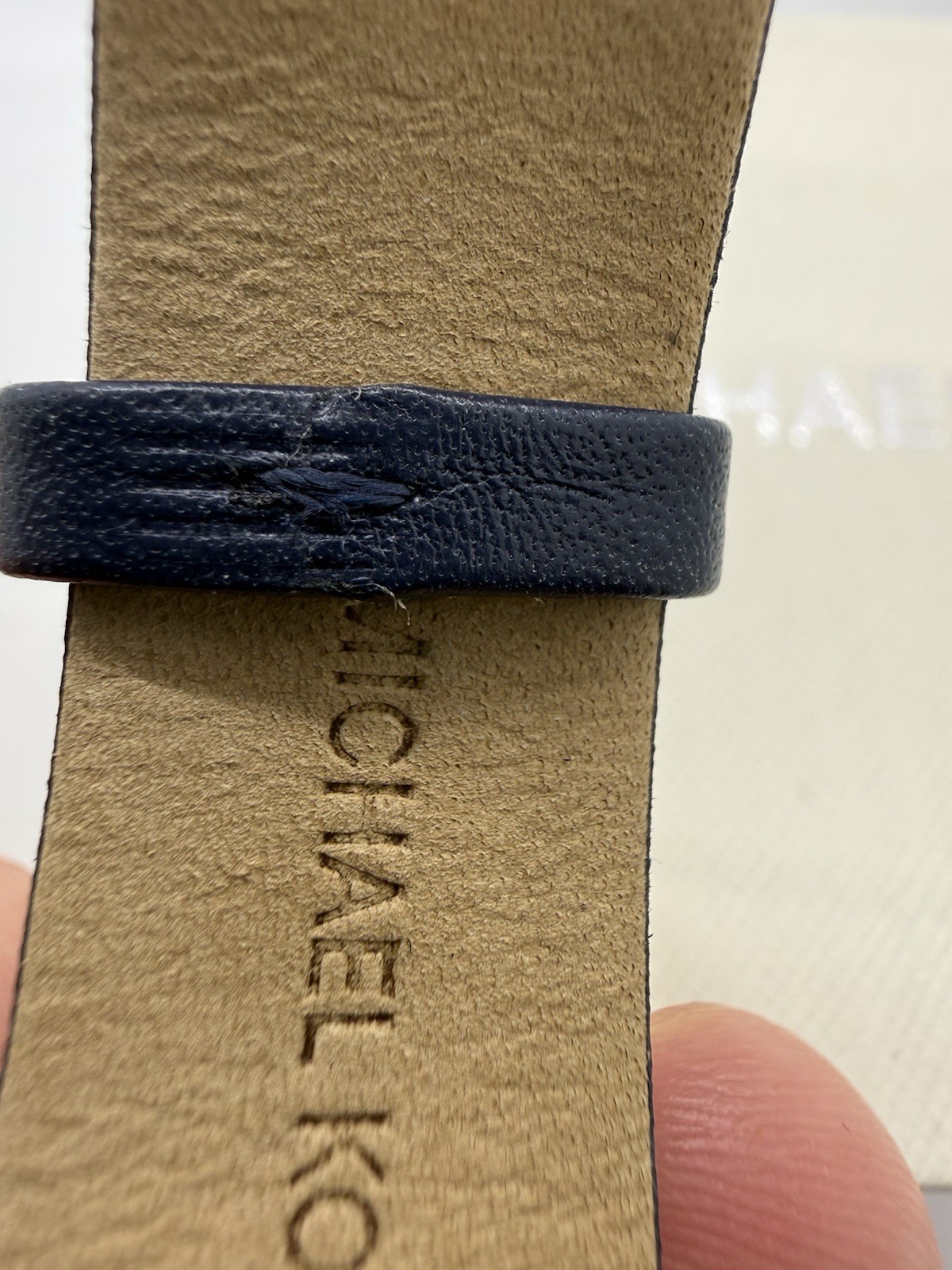 Michael Kors Ladies Pyper Three-Hand Navy Leather Strap Watch MK2893