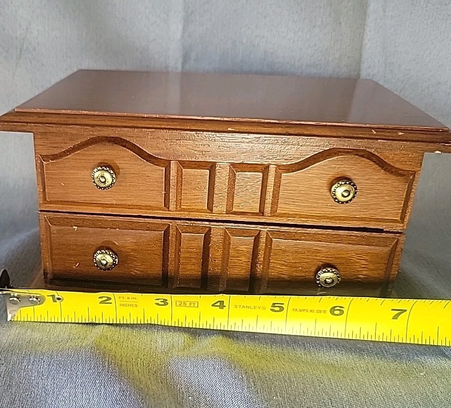Vintage Wood Centurion Jewelry Box Imports Taiwan Velvet Lined 1970’s