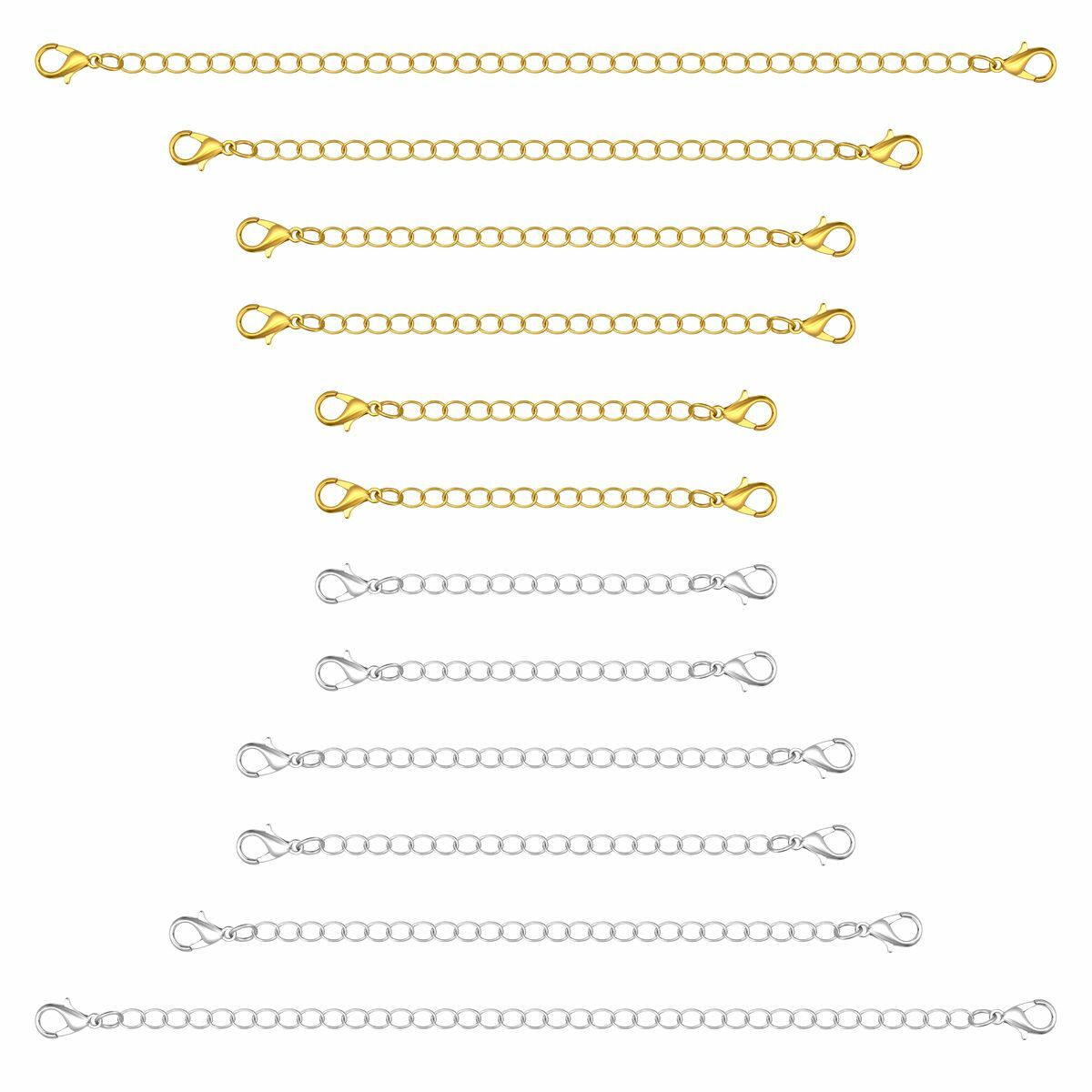 12-Pack Extender /Safety Chain Extender Necklace Bracelet Lobster lock 3″ 4″ 6″