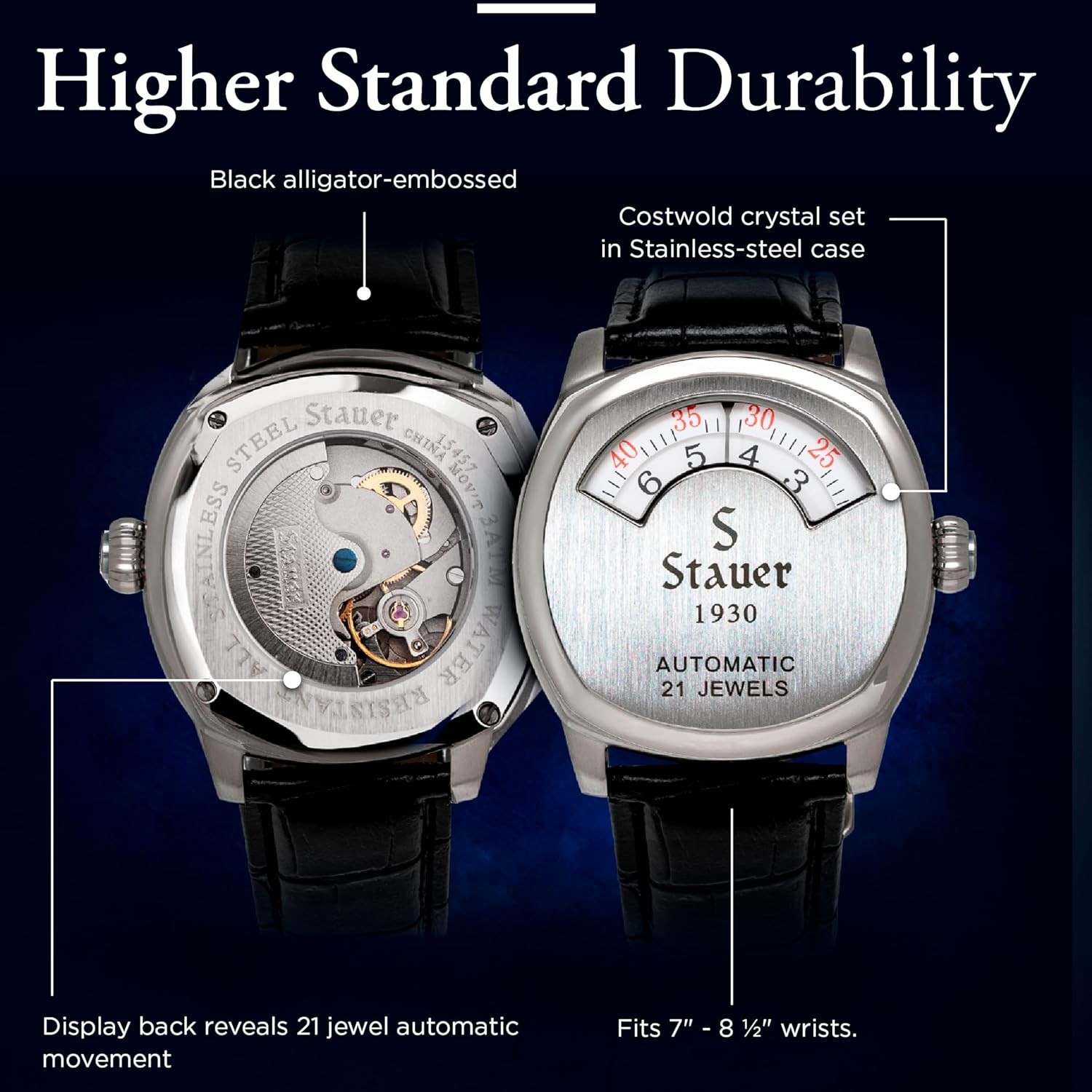 Stauer 1930 Dashtronic Watch – Cotswold Genuine Mens Watches Leather Black