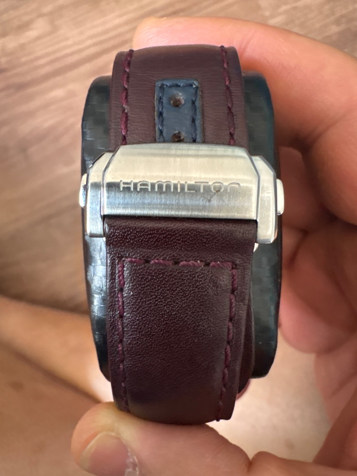 Hamilton Broadway Chronograph Model H435160 Maroon / Burgundy Dial 43mm RUNS