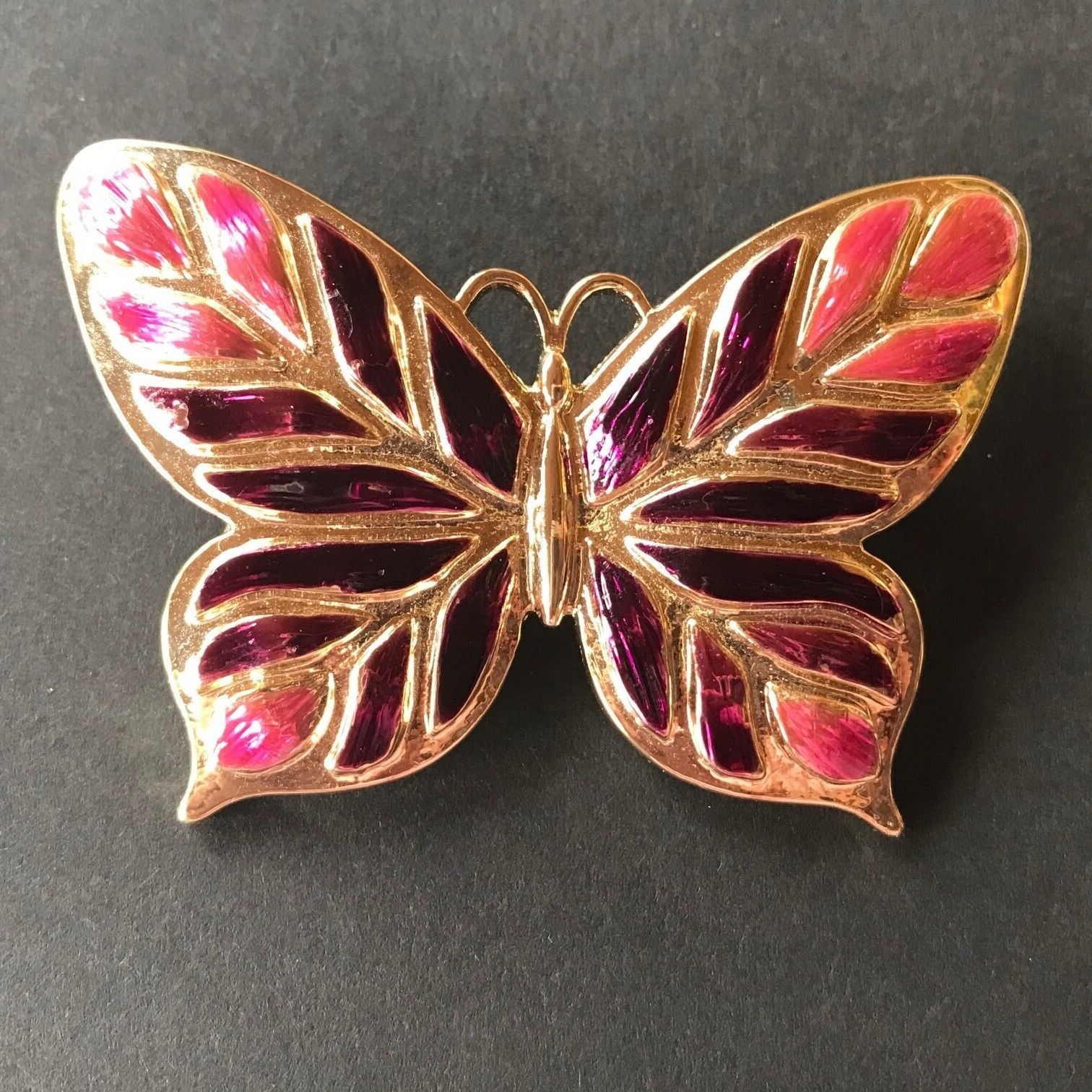 Napier LP signed brooch lot of 3 butterfly enamel pink purple ivory gold silver