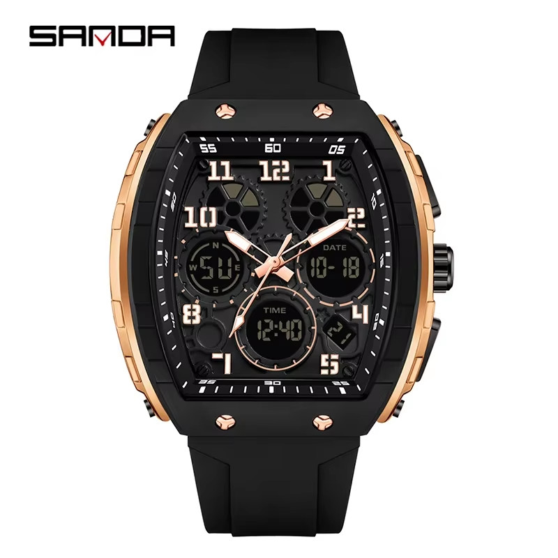 Digital Sports Watch for Men LED Display Waterproof Silicone Wristwatch