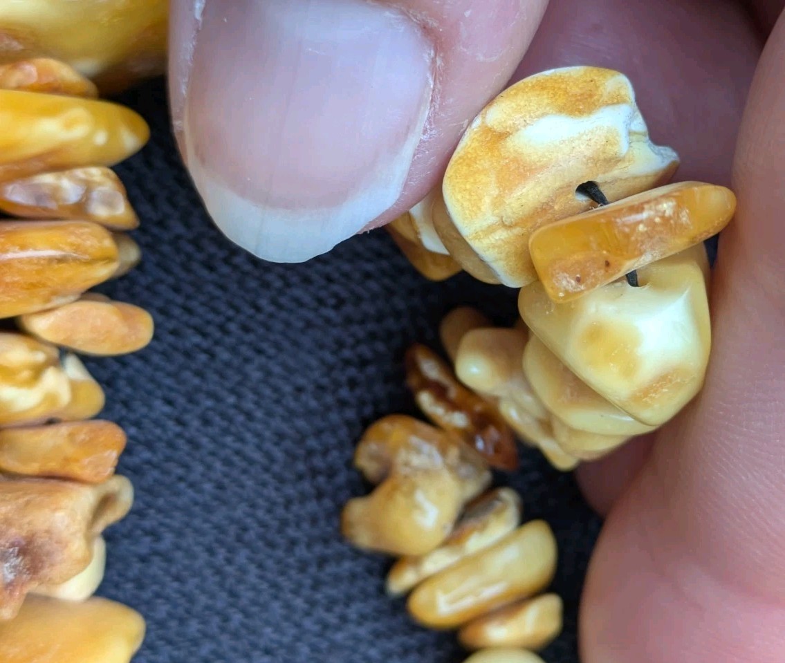 Egg Yolk Butterscotch Amber Beaded Necklace ~ 50 g, 21″ Strand Nugget Beads D83