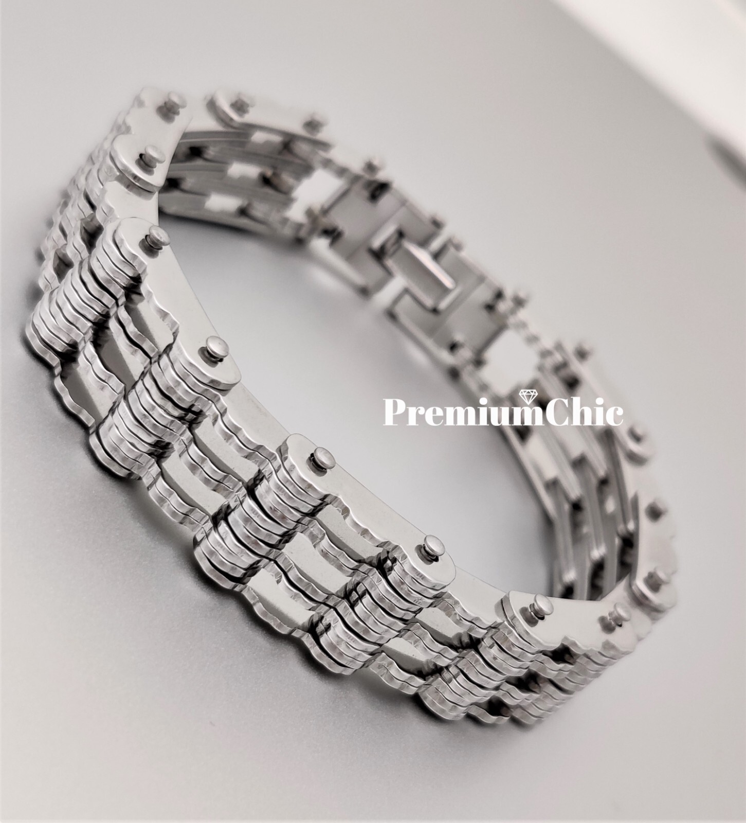 SOLID Stainless Steel Motorcycle Bike Chain Design Bracelet Men’s Jewelry 16MM