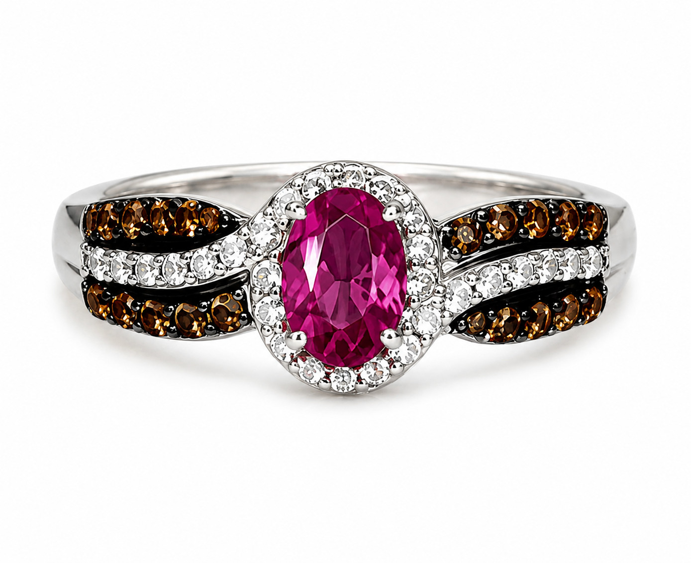 Red Garnet Smoky Quartz Ring 925 Sterling Silver Size 7 Halo Size 7 New SWEET!!