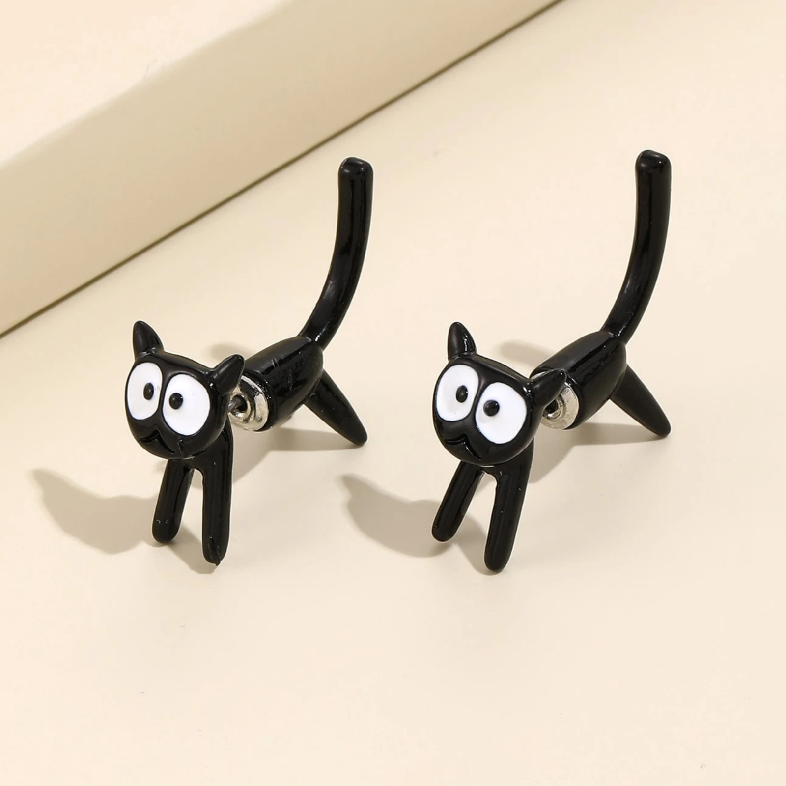 1 Pair Black & White Cat Front & Back Earrings – Cute Animal Pet Jewelry Gift