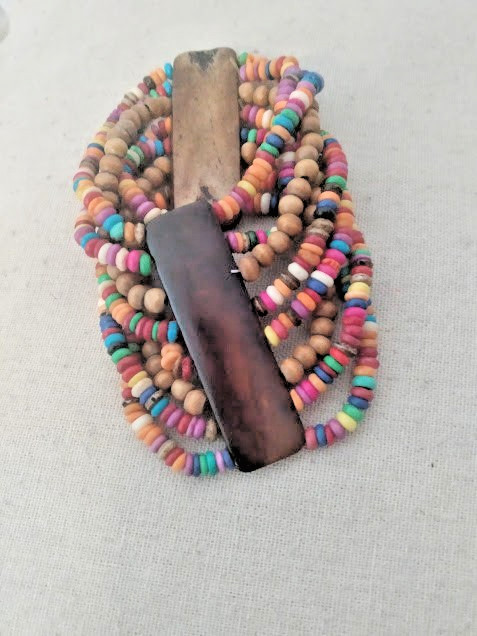 Multi-Color Wood and Beaded Multi Strand Bracelet